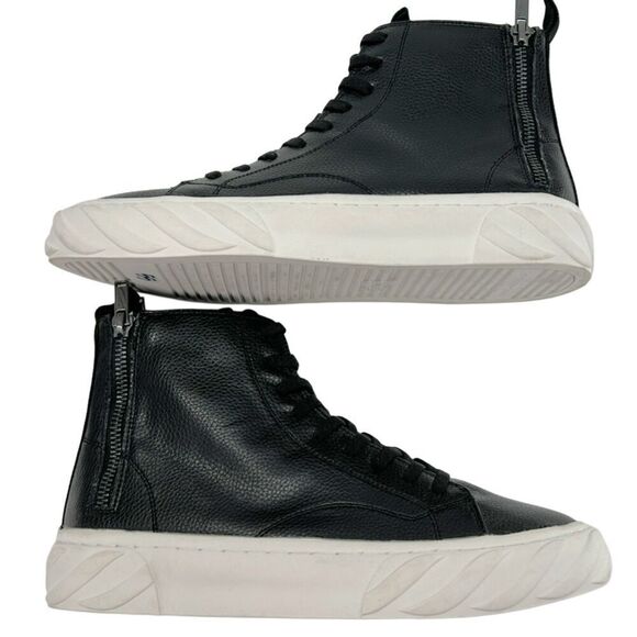 Karl Lagerfeld Recycled Bubble Leather Double Back Zip Hi Top Sneaker Size 7.5 - Picture 8 of 13